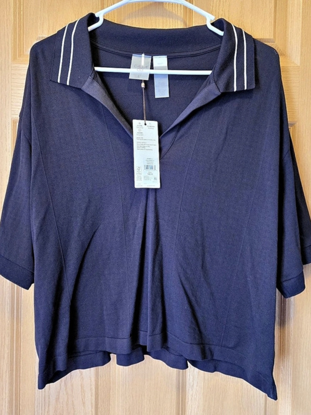 NWT Calia Seamless Tipped Polo in Black Size Large